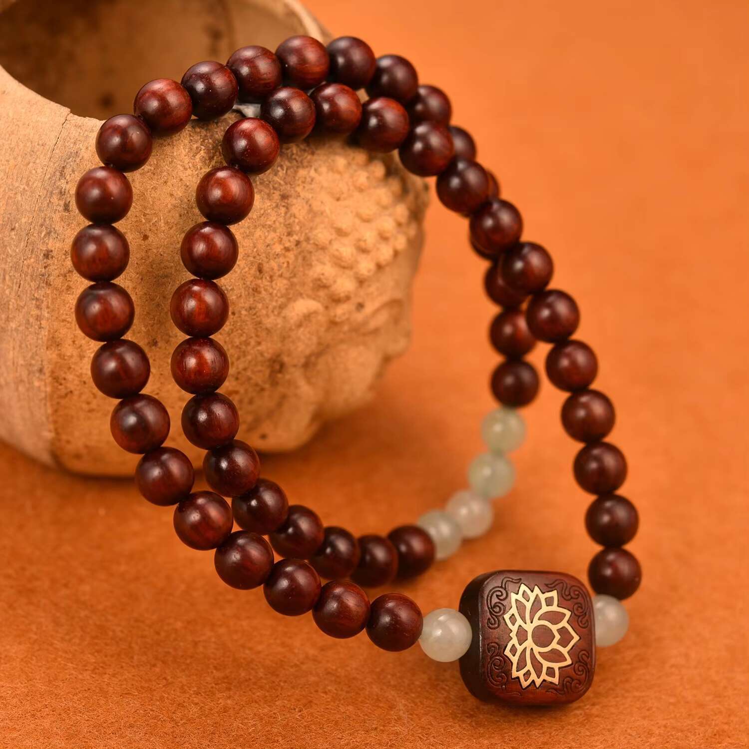 Buddhist prayer multi circle bead wristband 6mm natural rosewood green Venus multi-layer bracelet