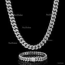 Krkc Custom Hip Hop Jewelry Vvs1 Moissanite Iced Out Cuban k Chain Sier 12mm 10mm Dia