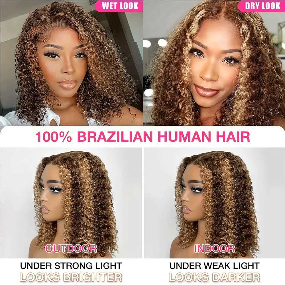Glueless Lace Wigs Bob Wig Human Hair 100 Deep Wave Short Human Hair Wigs Highlight 5X5 Hd Lace Closure Wig Pre Plucked Pre CutT251111