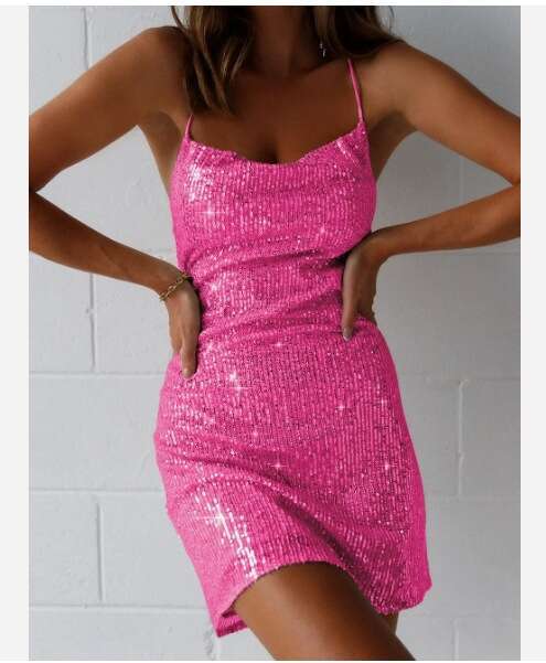 2025 New SEXY DRESSES FOR WOMEN Backless Sequin Shiny Strap Nightclub Party Short Night club maxi dress