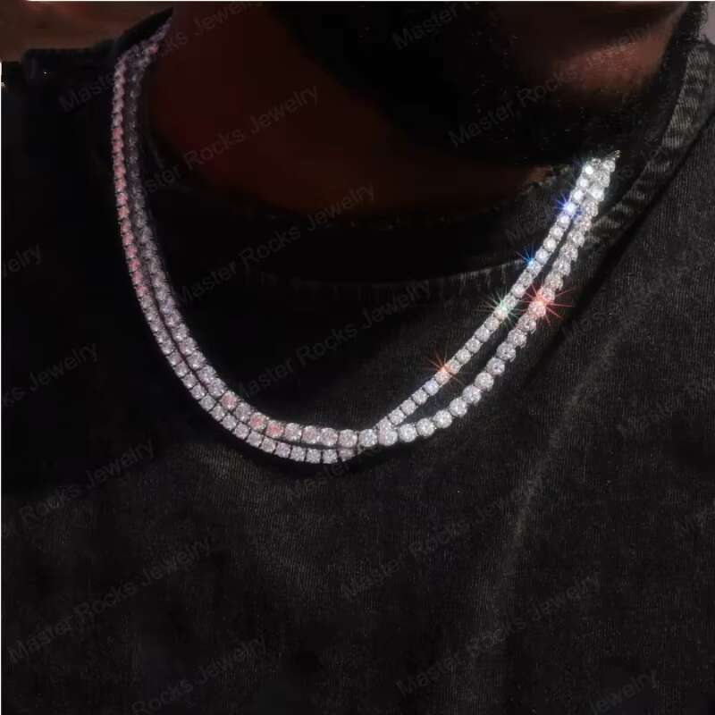 5mm Tennis Necklace 925 Sterling Silver Diamond Necklace Iced Out Dope Moissanite Tennis Chain