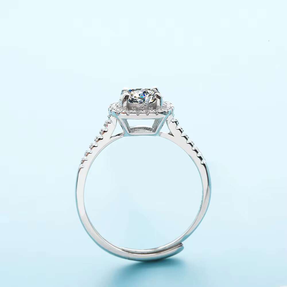1 Karat Princess Square Moissanite Ring in 18K Live Supply Sterling Silver Platinum Plated Single Piece Dropshipping Jewelry