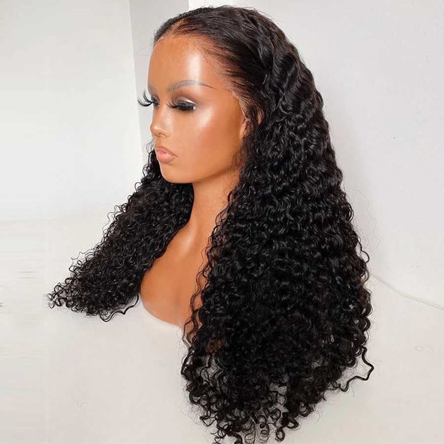 Soft 26Inch Long 180Density Kinky Curly Natural Black Deep Lace Front Wig For Women With Babyhair Glueless Preplucked DailyT251111