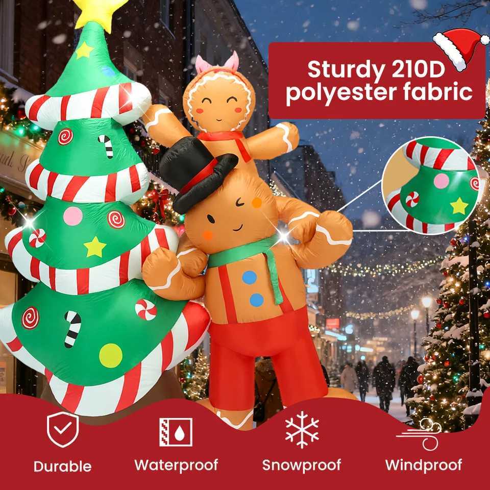 Christmas 8FT Christmas Inflatables Outdoor Decorations Blow Up Yard DecorationGingerbread Man Christmas Tree Y251111