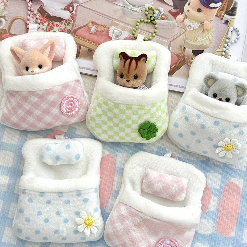 Cute Plush Anime Animal Doll Bag Pendant Keychain Four-leaf Clover Quilt Mini Sleeping Bag Doll Backpack Pendant 251110