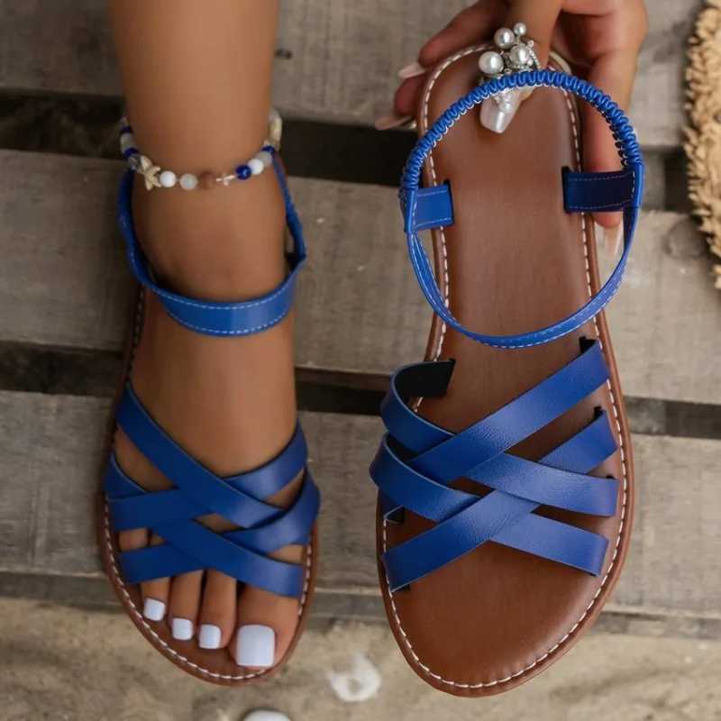 Womens sandals new summer womens flat shoes Roman strap sandals with N-slip rubber sole womens daily sandalsXJ250410