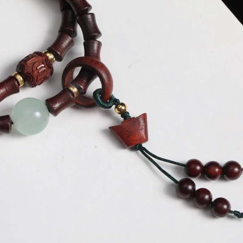 Small Leaf Rosewood 7X9 Section Beads Double Circle Bracelet Running Ring Ingot Pendant