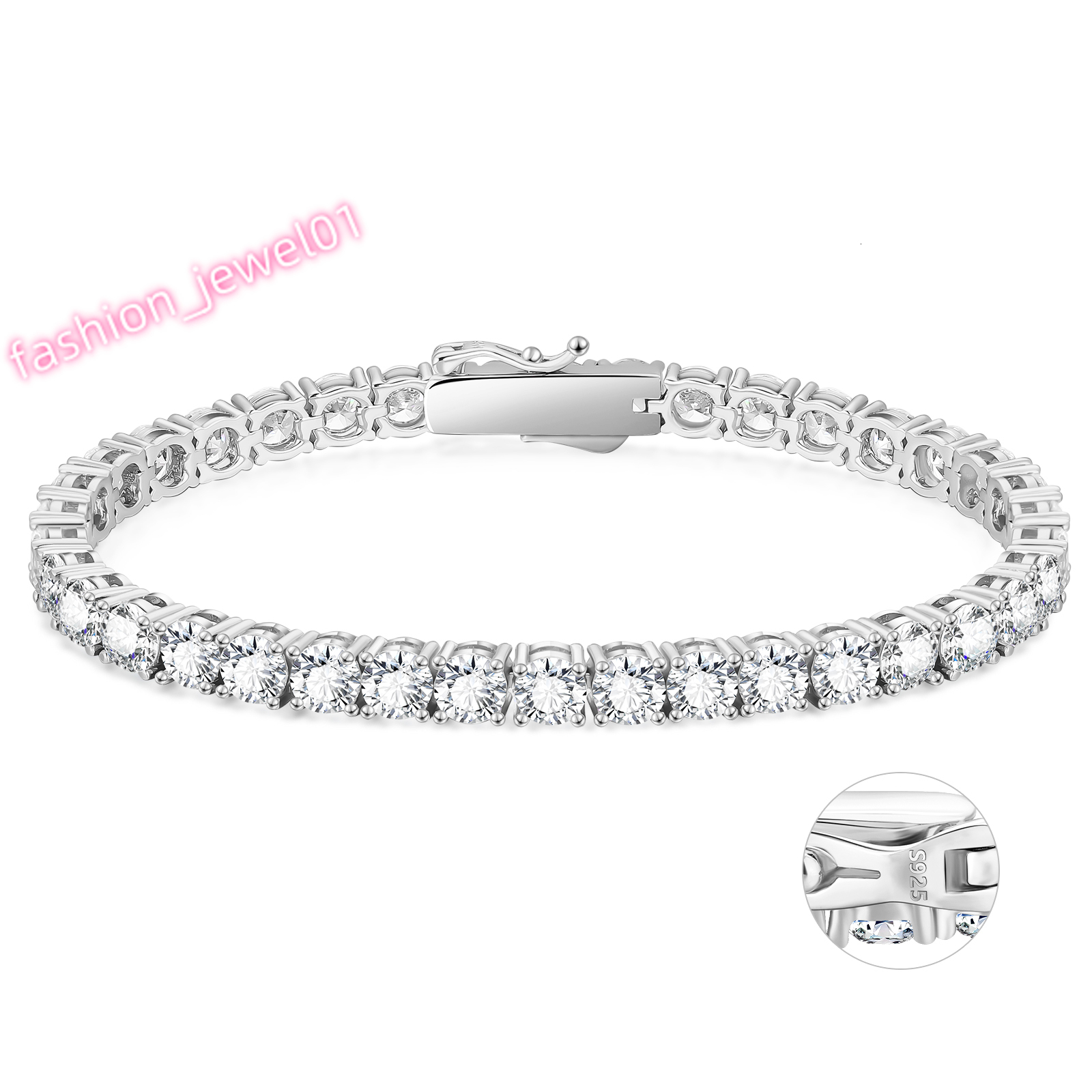 5MM 4MM 3MM Sterling 925 Silver Women Iced Out CZ Jewelry 14K 18K White Gold Plated Lab Diamond Man Zirconia Tennis Bracelet Men