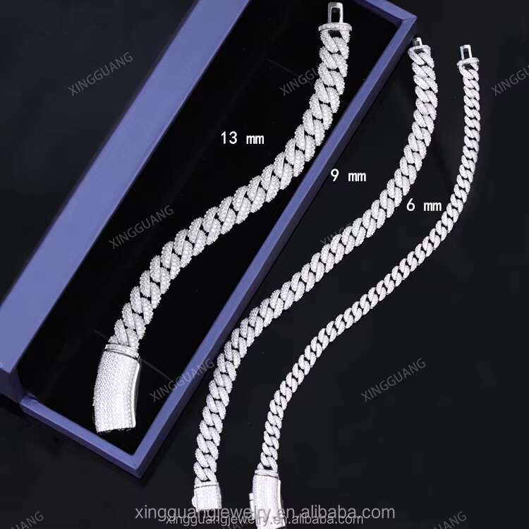 XG Hot Sale Moissanite Bracelets 925 Sterling Silver Iced Out Diamond Cuban Chain Bracelet Fine Jewelry Bracelets Bangles