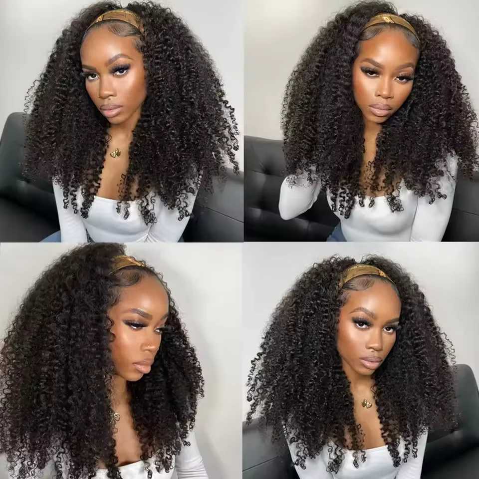 Half Wig Human Hair Kinky Curly Wig Human Hair Ready to Wear 3 IN 1 Half Wig With Drawstring 200 Density Curly Half Wigs 16 InchT251111