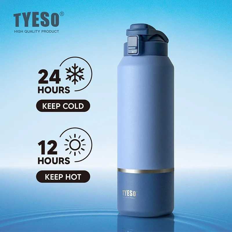 Tyeso Stainless Steel Thermo Bottle Portable Vaccum Travel Mug with Handle Leak-Proof Lid for Outdoor Sports Hiking Drinkware L251111 W260226