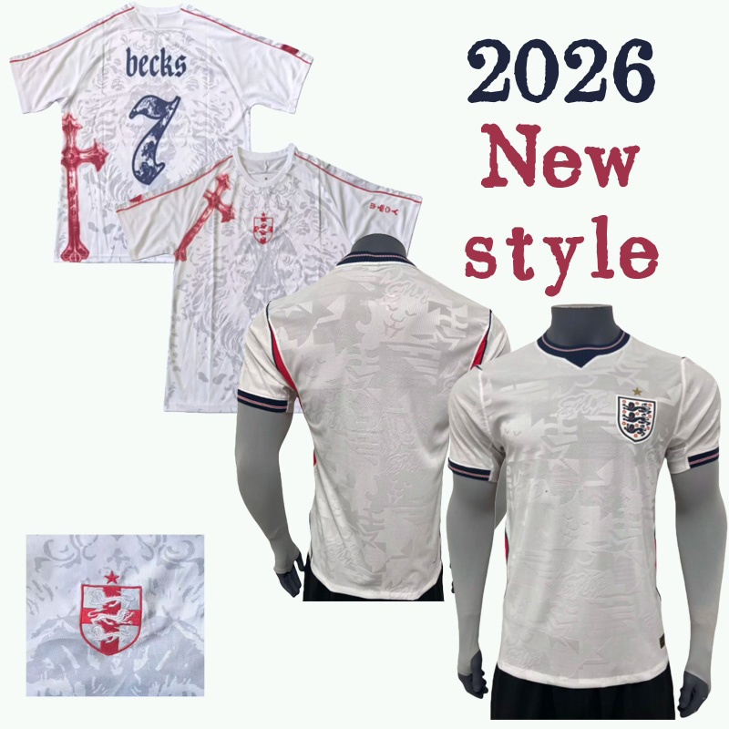 2026 England Soccer Jersey .GASCOIGNE Soccer Jersey BELLINGHAM RASHFORD KANE SAKA RICE FODEN. 2526 National Team football shirt Home Men Kids Kit England