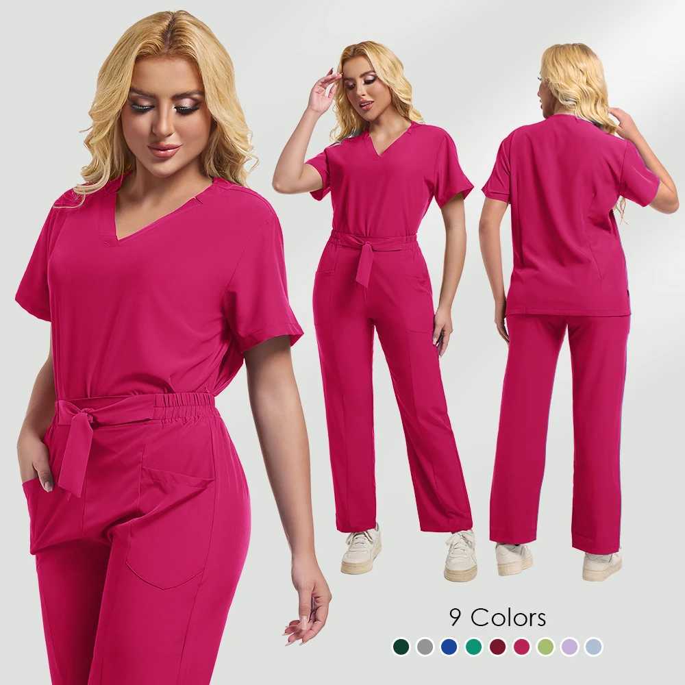 New Doctor Surgery Overalls Medical Uniforms Scrubs Sets Stretch Tops Pants with Pockets Clinical Nurse Uniforms Beauty Workwear X250410