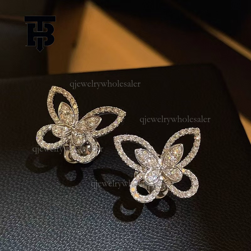 TB BHULAMTE Designer Fashion Phantom Butterfly Earrings Trendy Luxury 925 Sterling Silver High-end Ear Accessories Exaggerated Women's Jewelry Elegant Gift