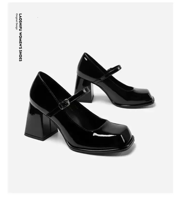 Mary Janes Vintage Black Sandals Woman Buckle Casual Medium Heels Office Ladies Solid Elegant Heels Korean Summer 251106