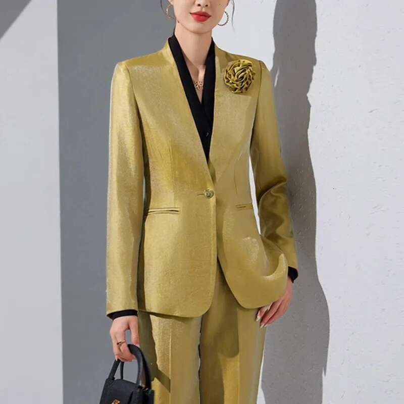 Autumn Elegant y Jacket Set Womens 2piece Business Formal Office Clothes Work Plus Trouser