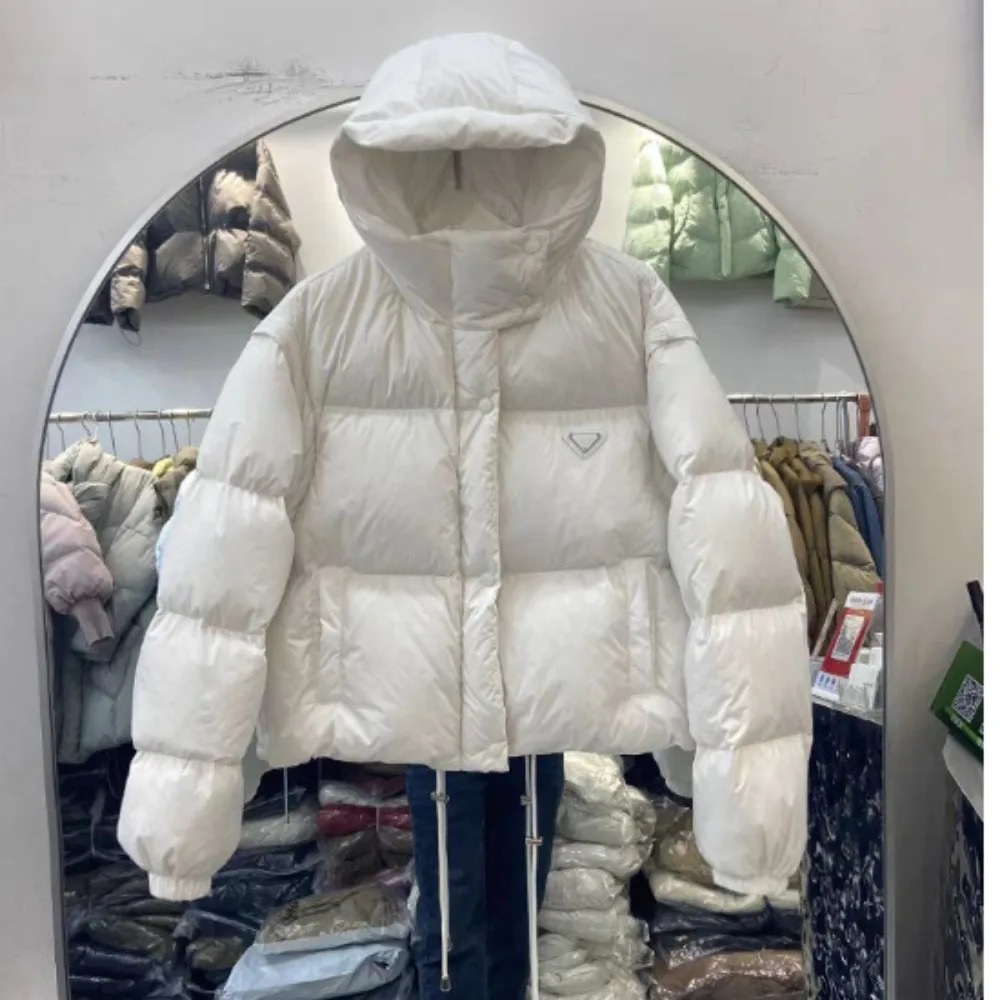 Autumn and Winter Womens Down Jacket Detachable Double-sleeved Hooded Jacket Wave Loose Leisure Womens Parka Coat 251110