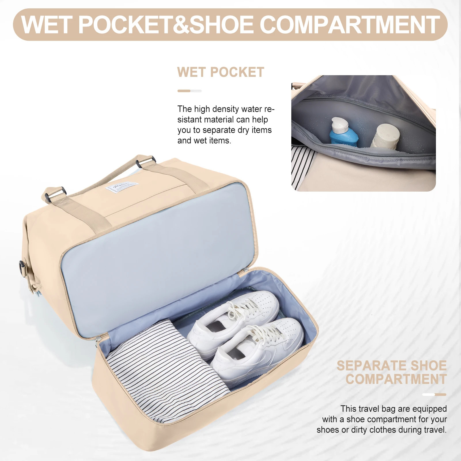 Large Travel Bag Foldable Sports Bag Easyjet Hand Luggage 45x36x20 Cabin Bag with Shoe Compartment Overnight Weekender Gym Bag 251110