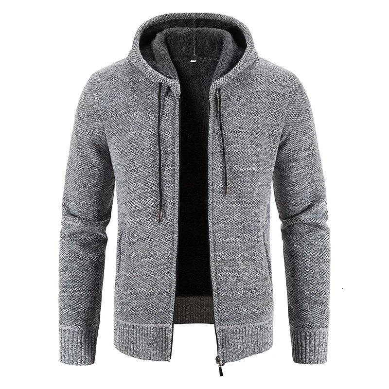 Mens Fleece Warm Knit Sweater Cardigan Hooded Jackets Casual Autumn Winter Sweaters Coats 251030