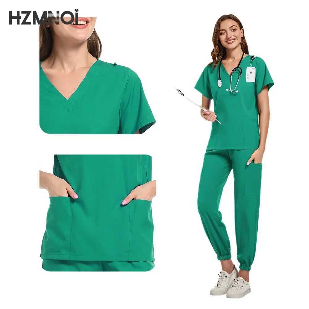 New Multicolour Pharmacy Nurse Scrubs Set Dentist Surgical Medical Uniforms Elestic Women Joggers Suit Beauty Spa Uniforms X250410