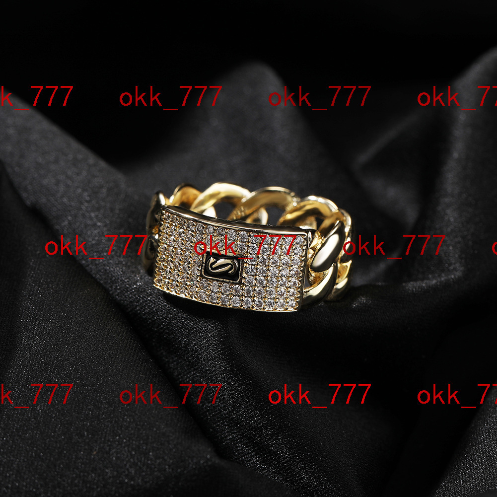 High end personalized fashionable geometric 925 silver VVS Moissanite ring with 14K gold full diamond Cuban chain design trendy and trendy