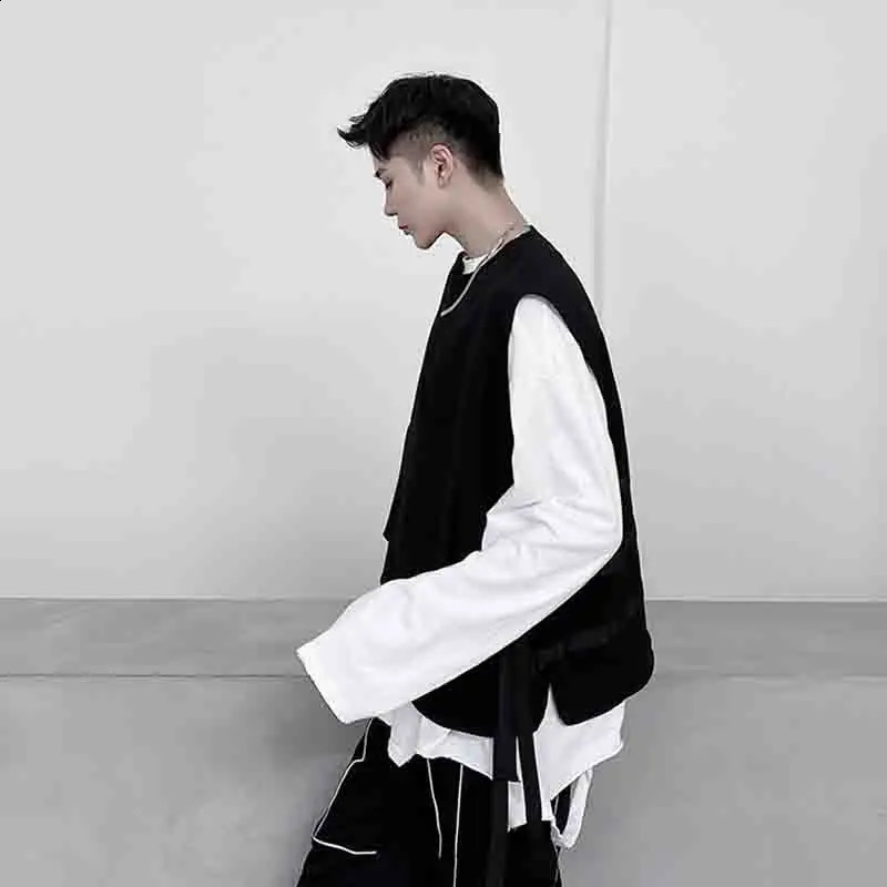 Work clothes functional style tactical sleeveless vest ins individual big pocket versatile vest mens dark coat trend DJ 250407