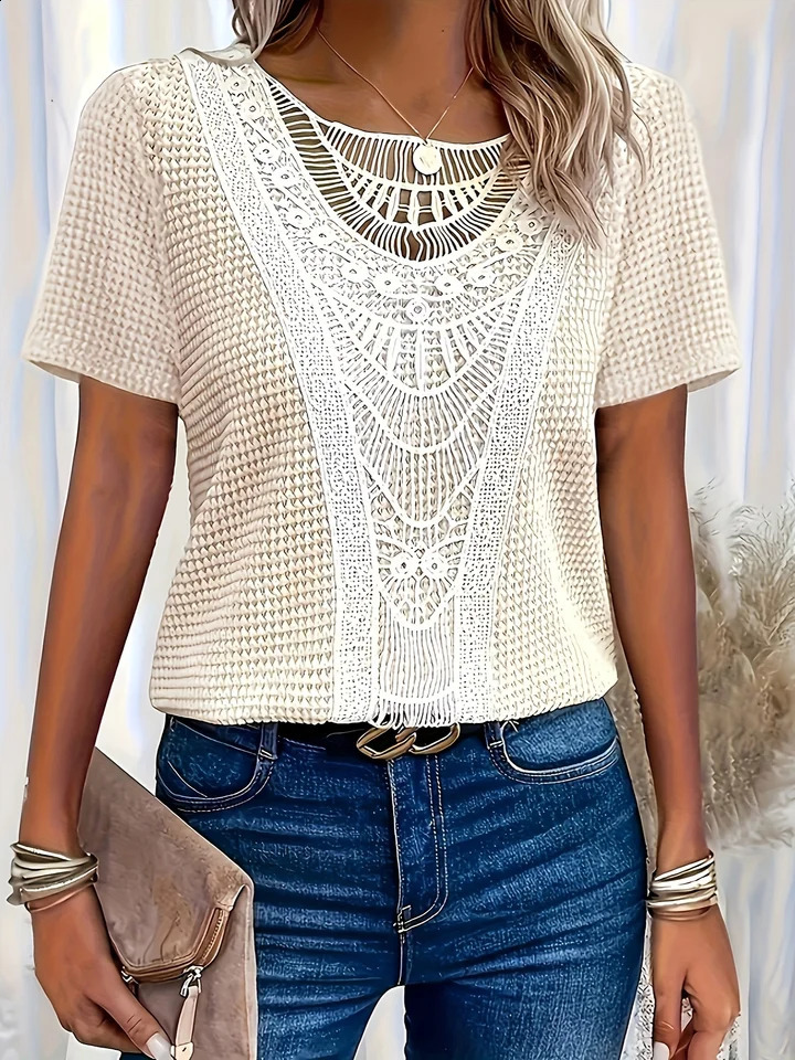 Plus Warm Summer Short Sleeve T-shirt for Women Loose T-shirt for Women Fashion Printed Top for Women 250410
