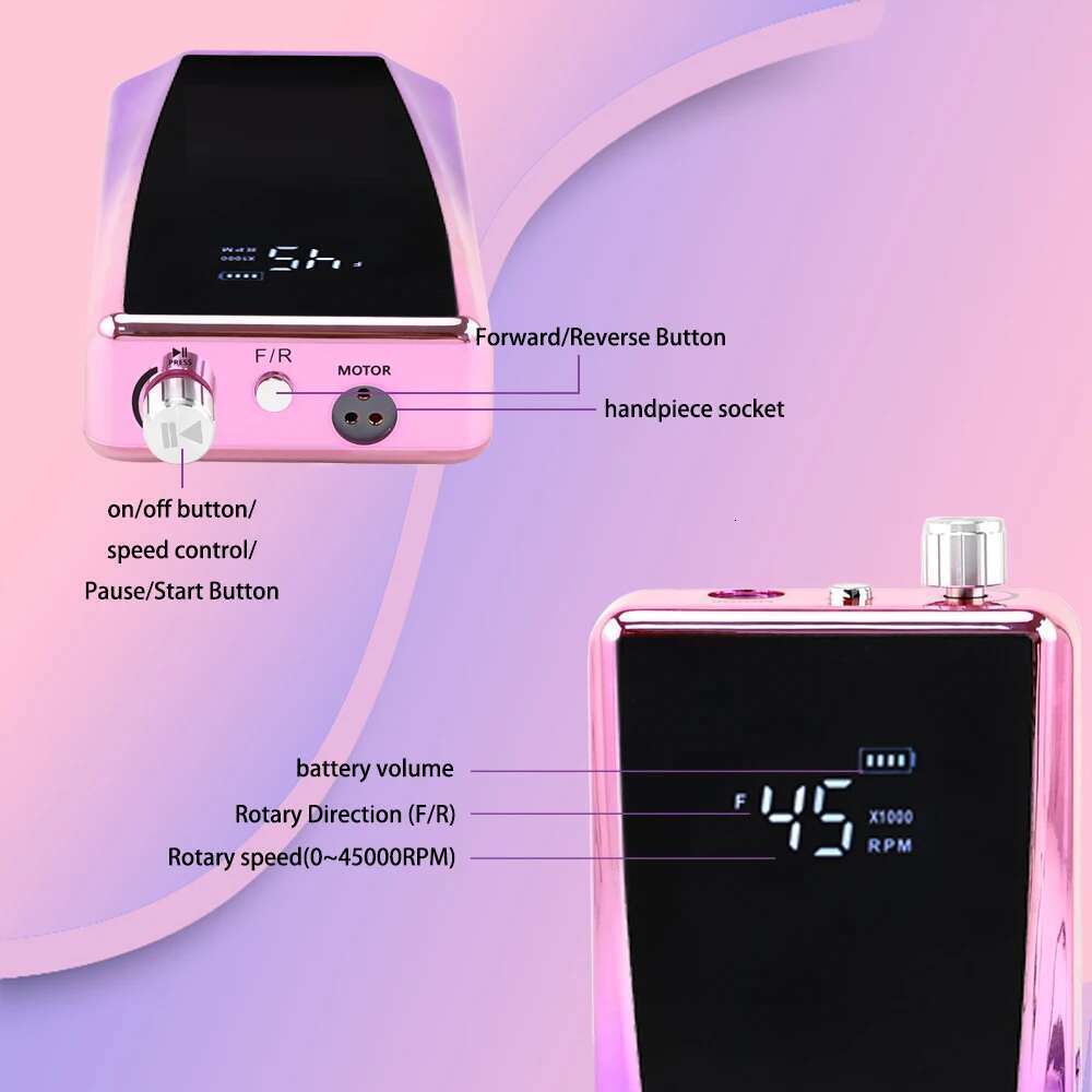 New Arrival High Power 85W Brushless Lcd Display 2 in 1 Nail Drill hine 45000 Rpm for Manicure