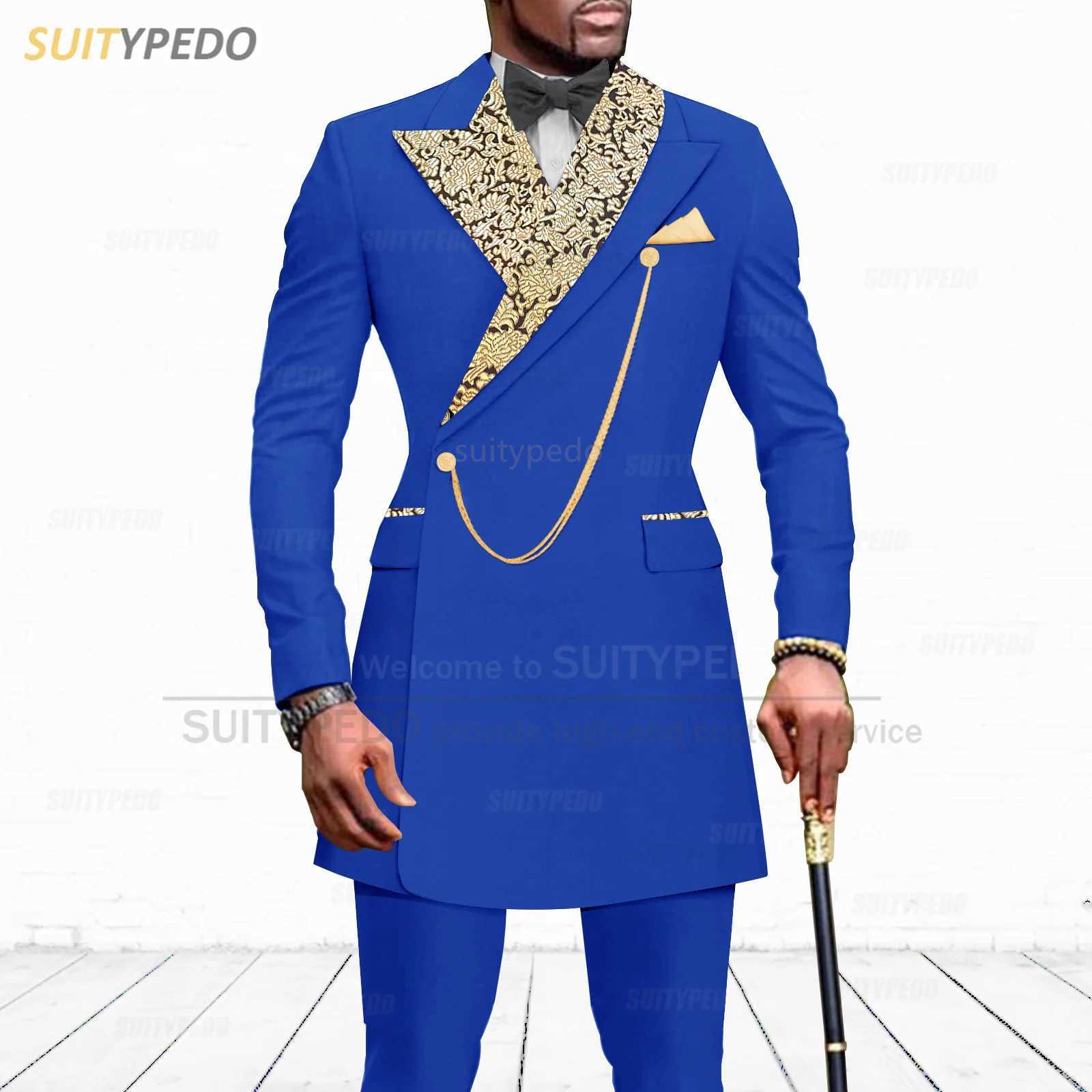 Mens ultra-thin set with fashionable floral print flat top lapel set jacket with pants 2-piece ballroom party dress luxury jacket W250410