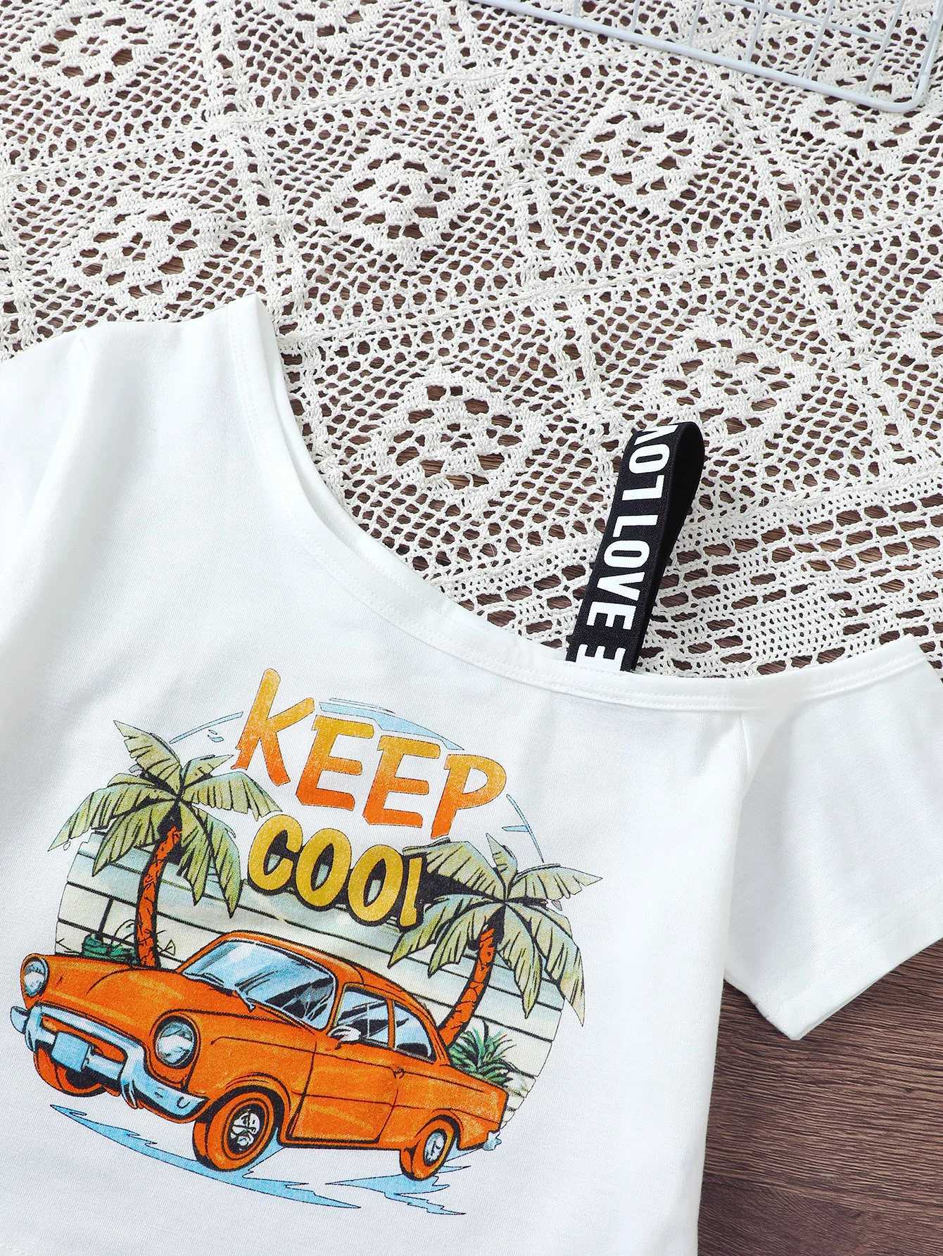 2PCS Summer Childrens Girls Clothing Set Short Sleeve Shoulder Strap T-shirt+Mesh Skiing Academy Sleeve Childrens Girls Clothing 8-12 Years OldXJ25041
