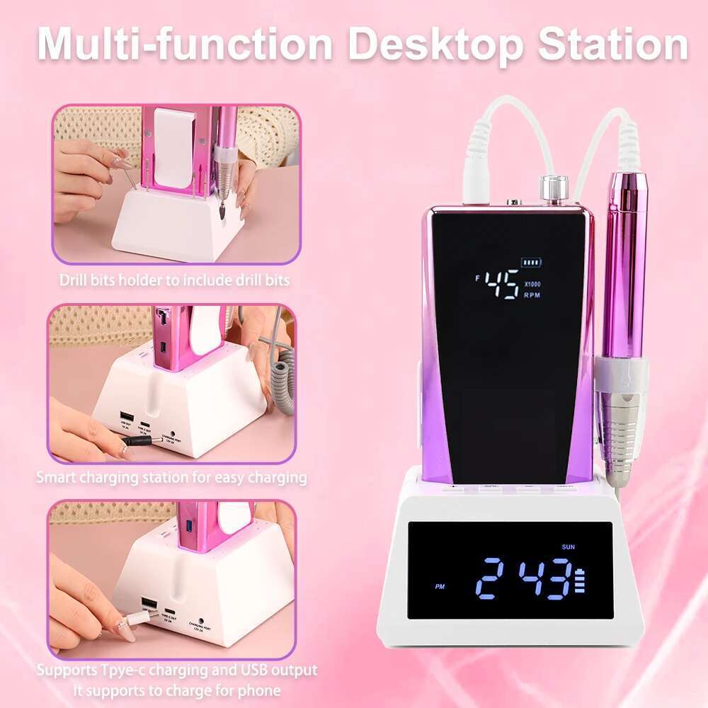 New Arrival High Power 85W Brushless Lcd Display 2 in 1 Nail Drill hine 45000 Rpm for Manicure