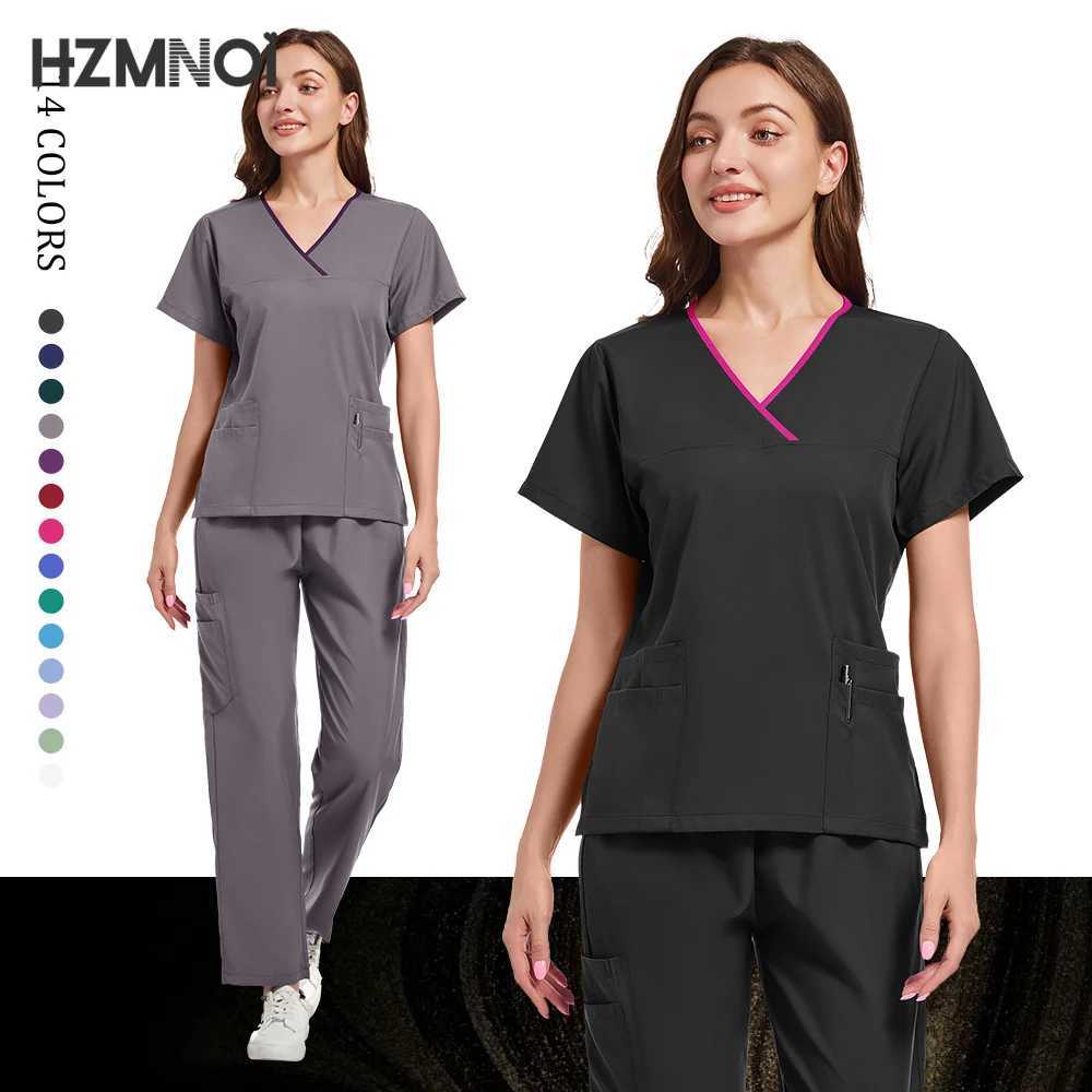 Hot Sale Scrub Sets Uniform Women Joggers Hospital Accessories Doctor Work Wear Top Pants High Quty Medical Scrubs Nurse Suit X250410