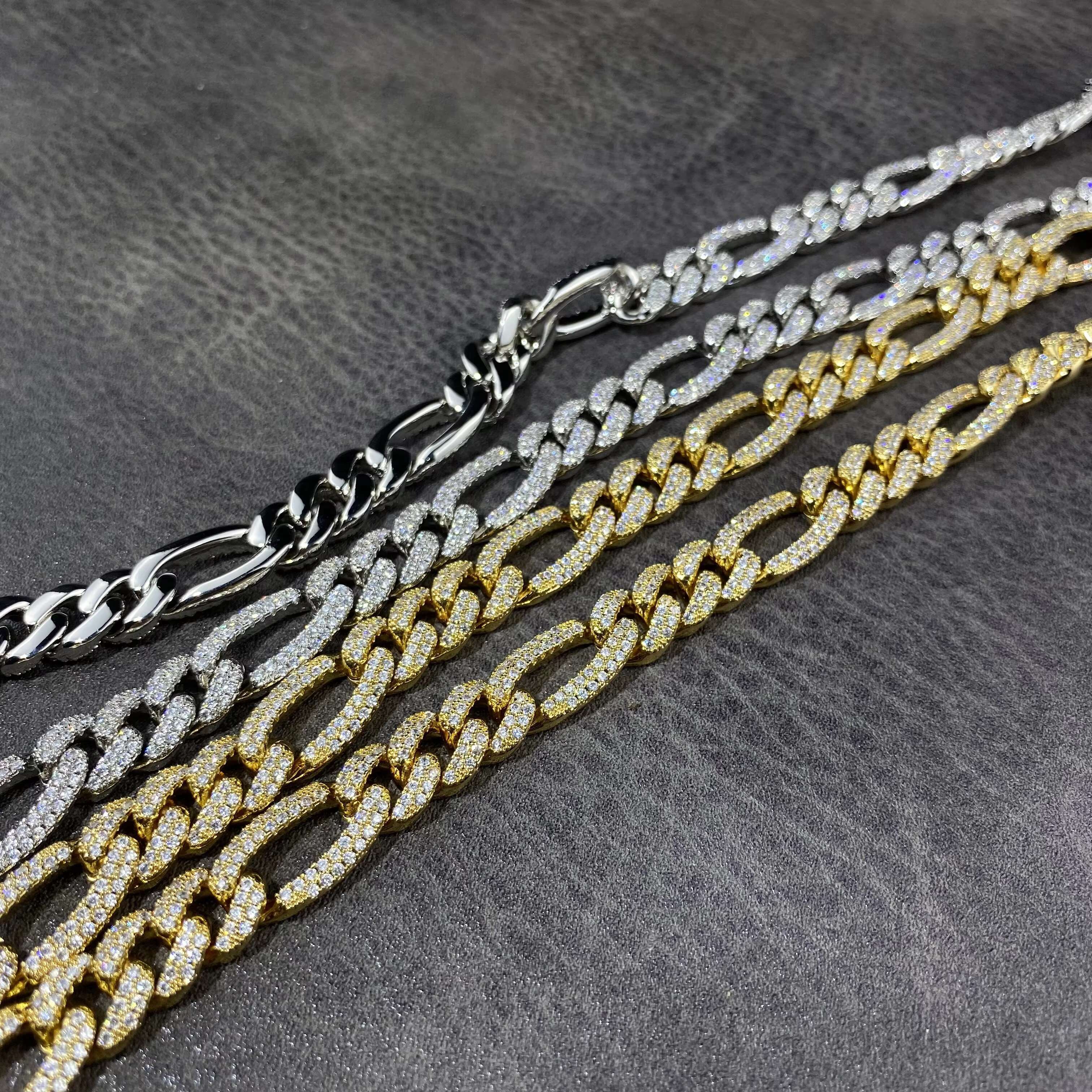 925 Sterling Silver VVS D Colour Moissanite LINK Chain Hip Pop Necklace Iced Out Cuban Cut Chain Choker Men Necklace Chain