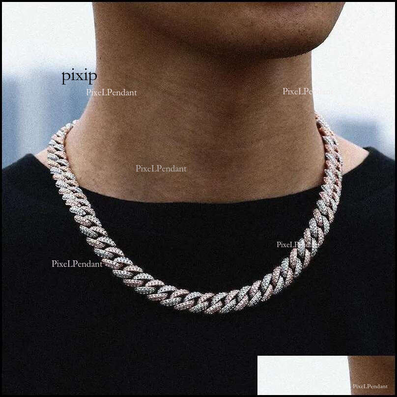 Pendant Necklaces 18Inch 10Mm Sterg Sier Setting Iced Out Moissanite Dia Hip Hop Cuban k Chain Miami Necklace Jewelry D Dhhj4