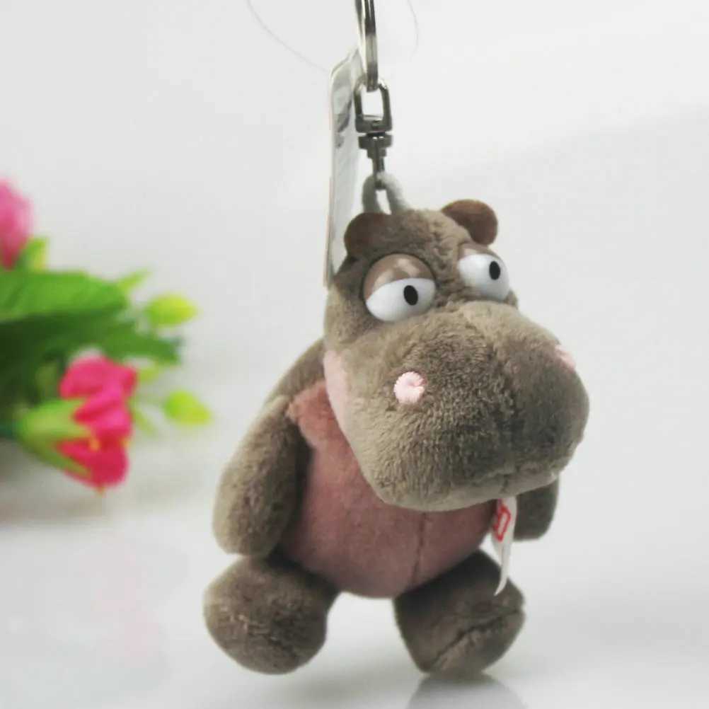 Special Big Eyes Hippopotamus Classic Model Keychain Markings Filled Animal Keyring Soft Doll Gift W250411