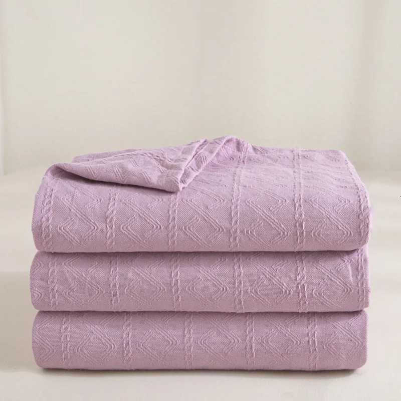 2025 new solid color simplicity cotton towel quilt pure cotton summer towel blanket nap air conditioner blanket C251111