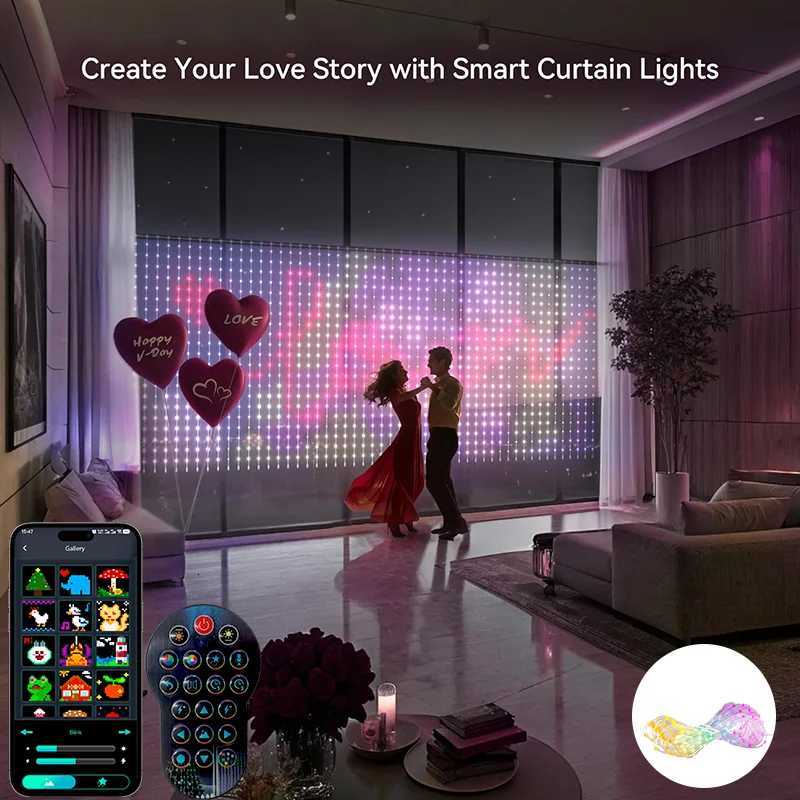 Christmas Smart RGBIC Curtain Lights LED Fairy Light Dynamic DIY String Lights APP Control for Indoor Outdoor Bedroom Window Party Decor Y251111