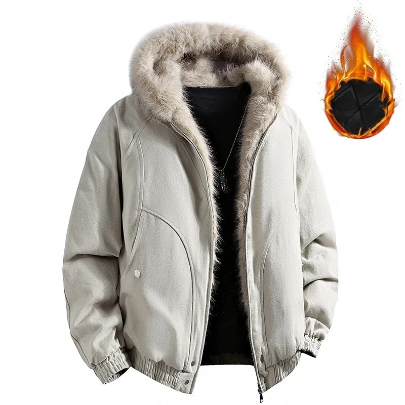 Winter Fur Collar Hooded Parkas Men Padded Puffer Coat Man Thicken Warm Parkas Outwear Streetwear Harajuku Oversized Jacket 251106