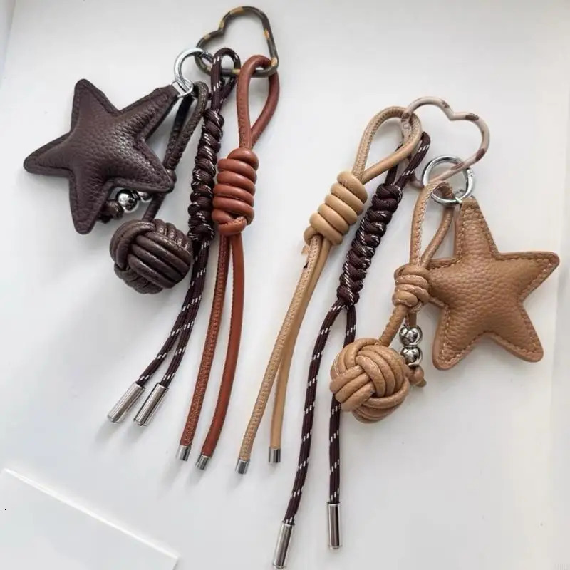 PU Leather Star and Ball Pendant Love Heart Ring Keychain Women Bag Decoration Backpace Accessories for Daily Use or Party Gifts 251110