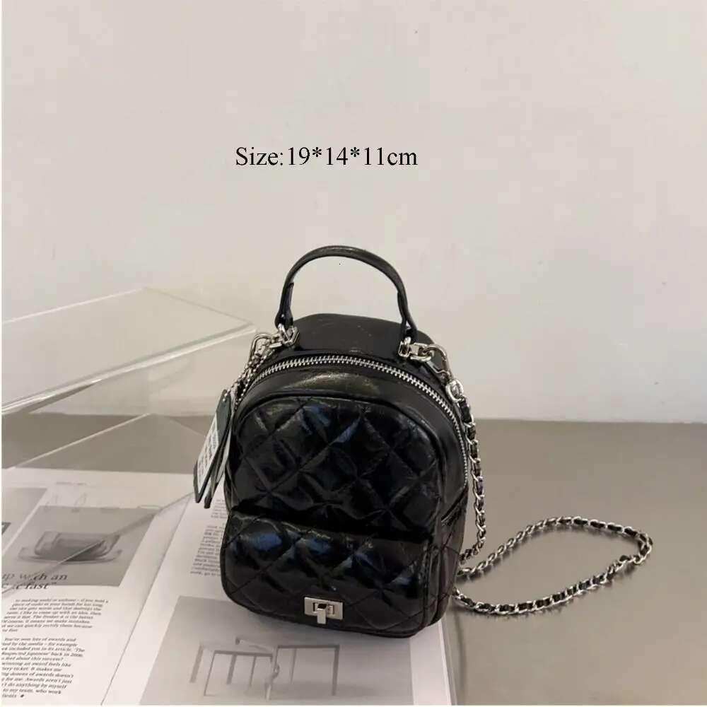 2025 New Fashionable Multi functional Chain Backpack Leather PU Handbag Shoulder Bow Element Argyle Retro Backpack