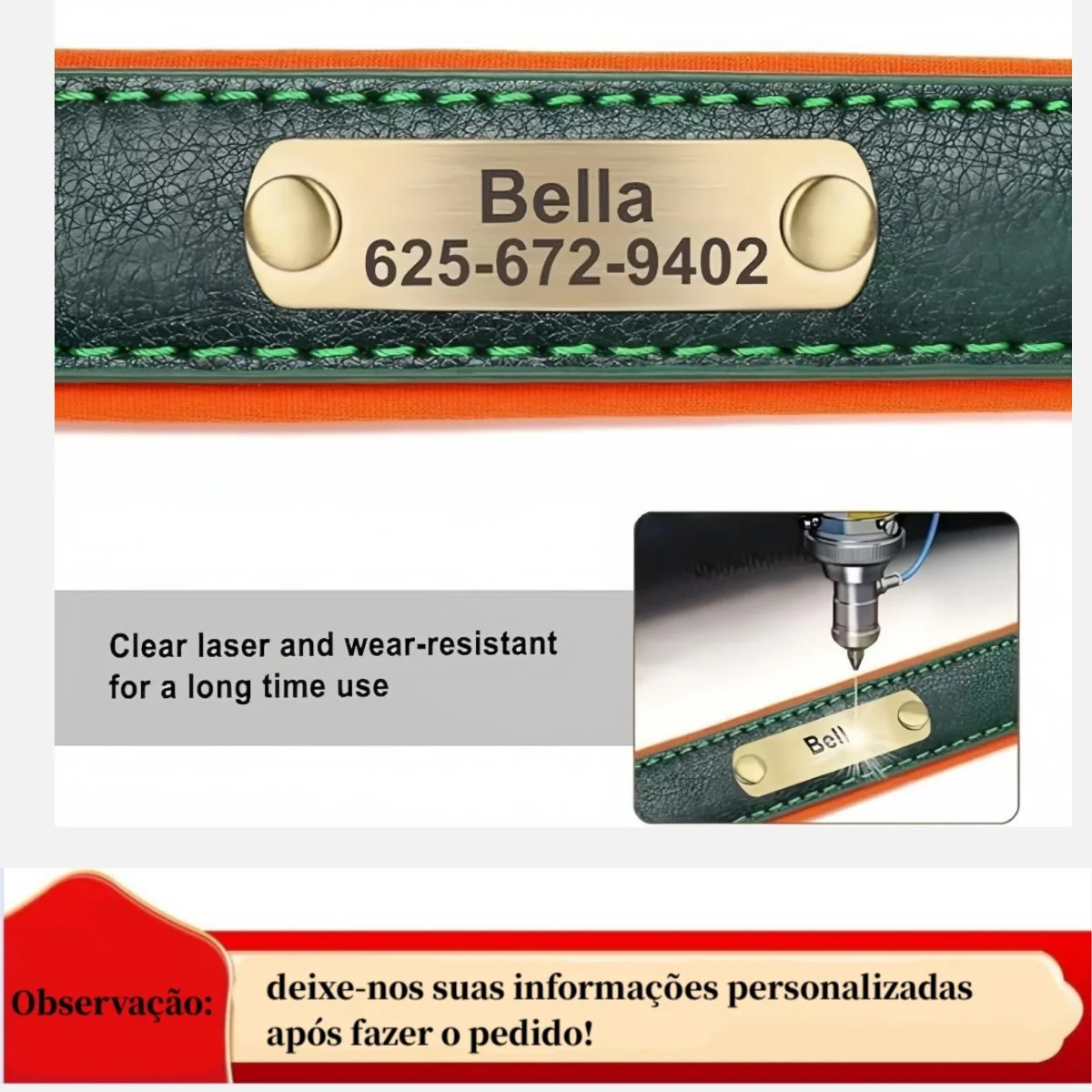 Personalized Customized Leather ID Nameplate Dog Collar Soft Padded Dogs Collars Free Engraving Name for Small Medium Large 251110