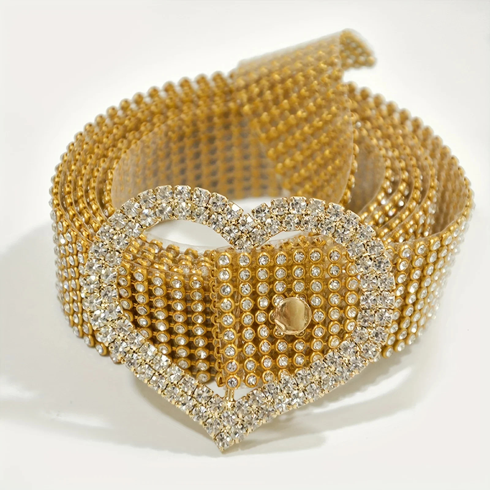 Full Rhinestone Inlaid Y2K Belts Heart Square Round Oval Pin Buckle Belt Stylish Hollow Out Wide Belt Dress Girdle For Women 251110