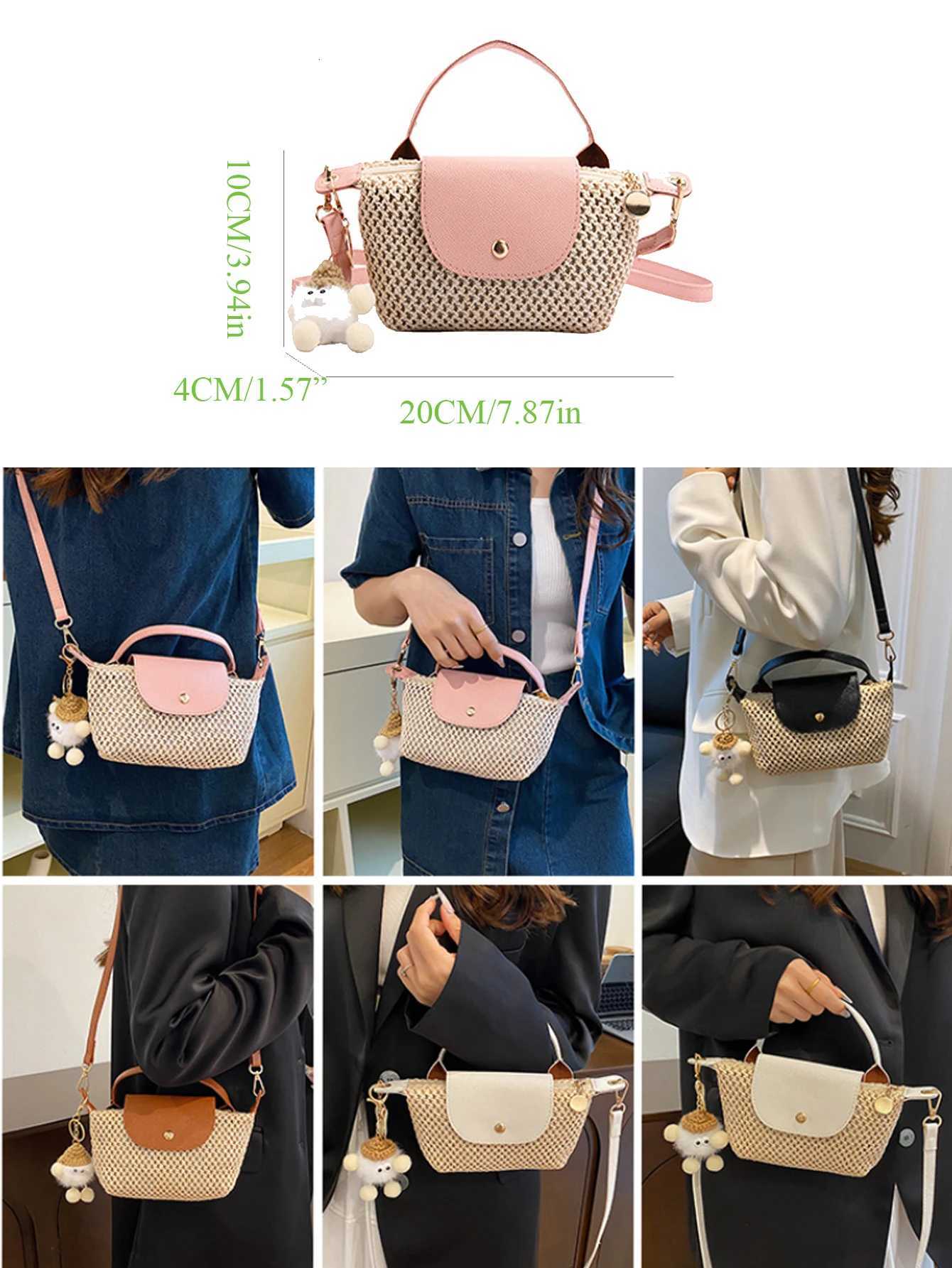 Intitals Customized StyleLady Straw Crossbody Bag with Pendant Summer Tourism Beach Vacation New All Match Shoulder HandbagT251110