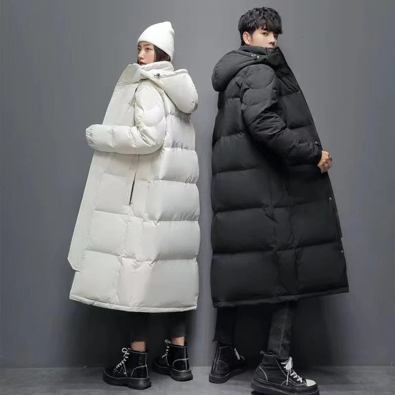 Unisex Long Winter Cotton Coat Thickened Puffer Jacket for Men Women Art Exam Warm Oversized Parka 251106