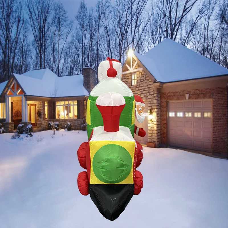 Christmas Christmas Decorations Santa Drive Train 36M/12FT Built-in LEDs Inflatable Toys Model Outdoor Ornament Xmas Party Garden Decor Y251111