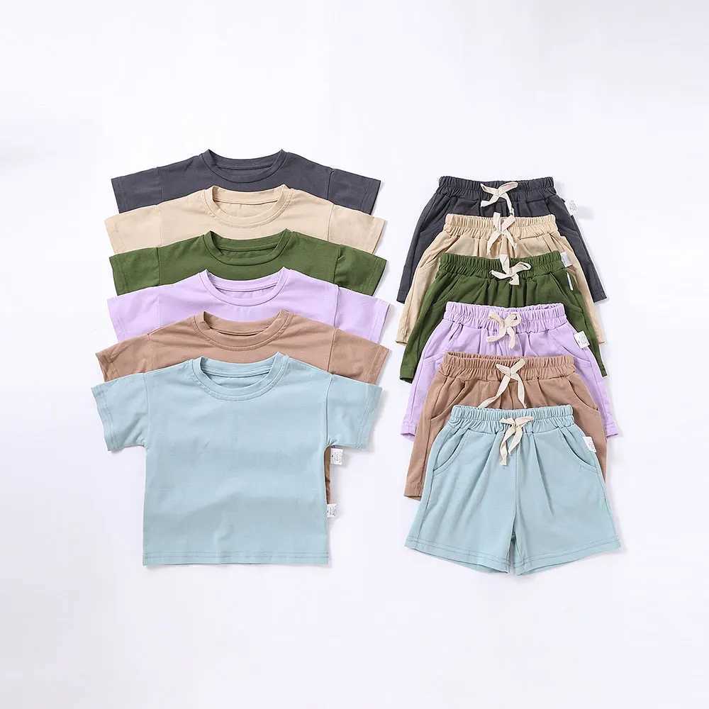 Summer 2-piece childrens clothing set childrens sports sled T-shirt and shorts boys and girls setXJ250410