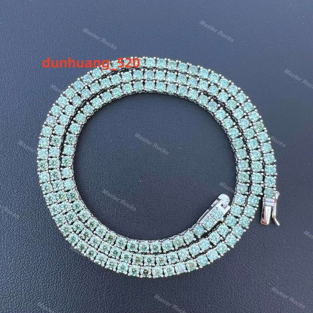 For Men Sterg Sier 5Mm Womens Blue Vvs Dia Colorful Moissanite Tennis Chain