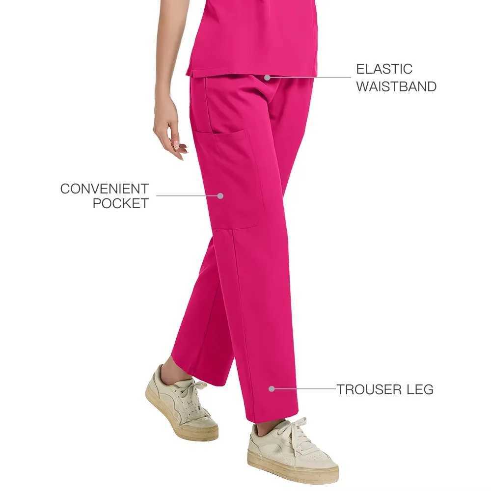 New Scrubs Set Medical Uniforms Stretch Scrub Tops with Pocket Pants Nurse Uniform Doctor Surgery Overalls Beauty Sn Workwear X250410
