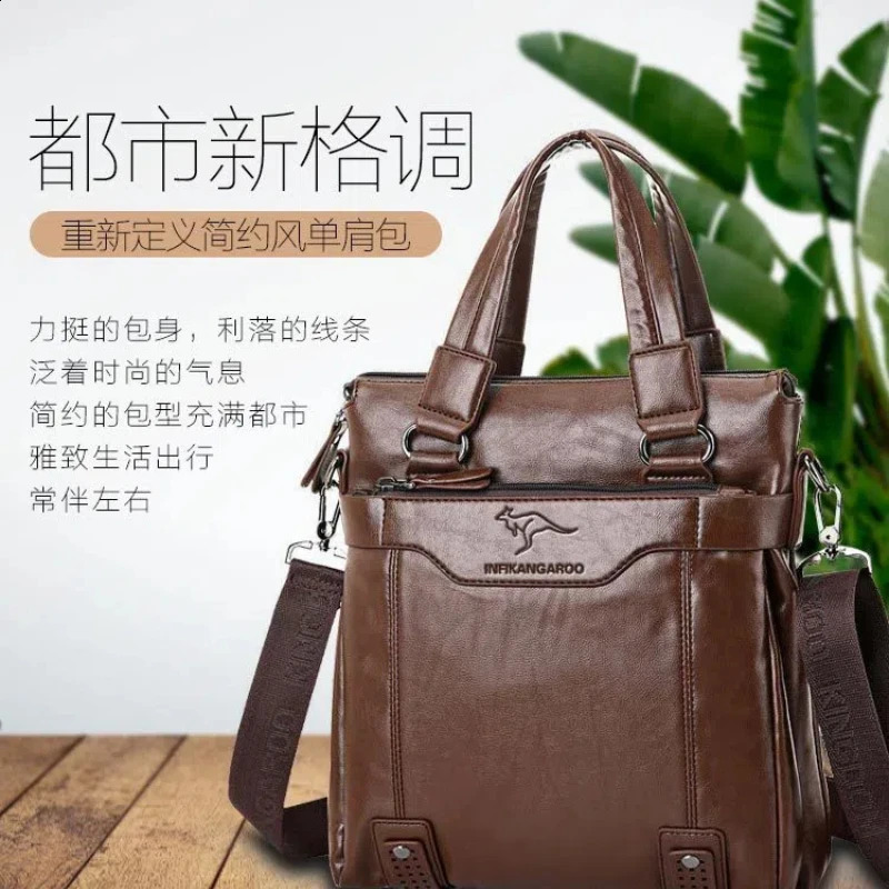mens vertical handbag business briefcase shoulder cross body bag 250410