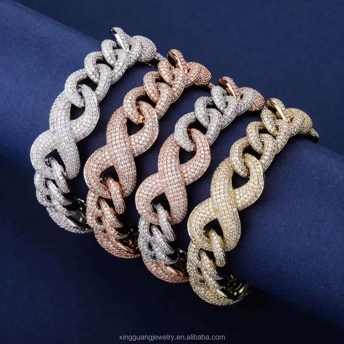 Infinite Chain S925 Silver Gold Plate Chain Iced Out Diamond VVS D Color Moissanite Cuban Link Chain Fine Jewelry Necklaces